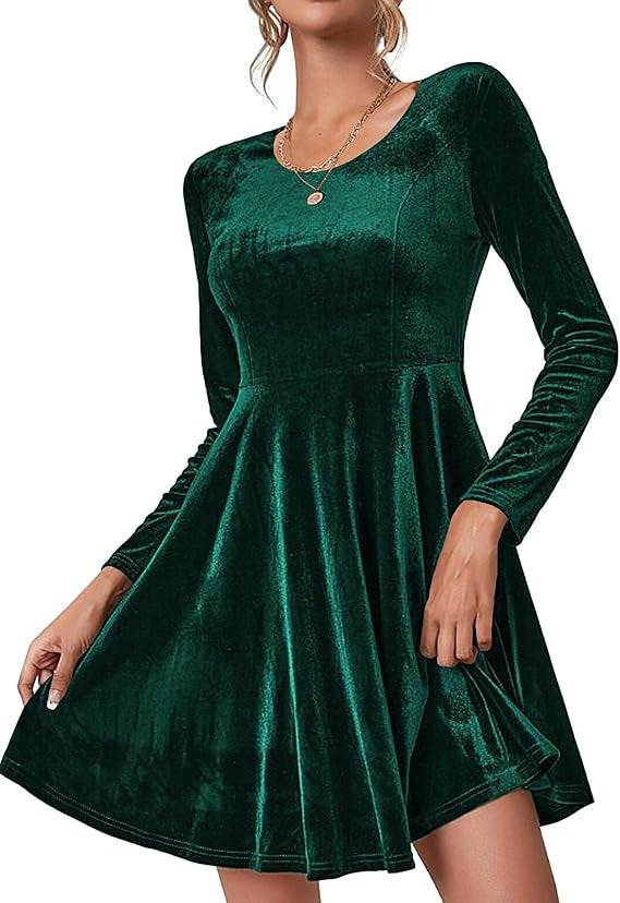 Fine velvet dress for ladies with flared skirt and long sleeves Lune London