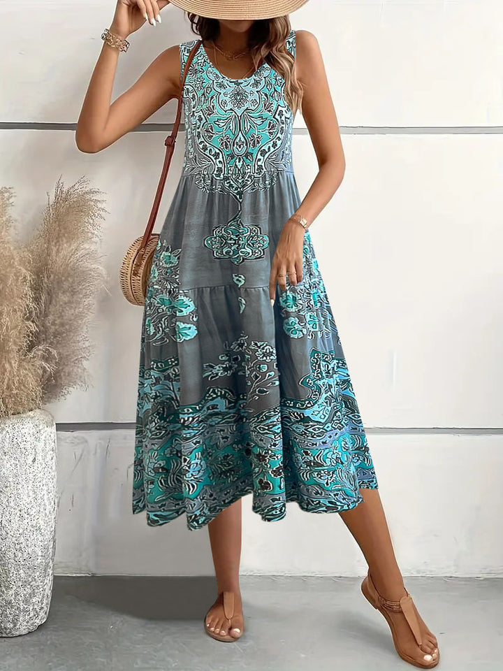 Ladies Bohemian Artistic Midi Dress Lune London