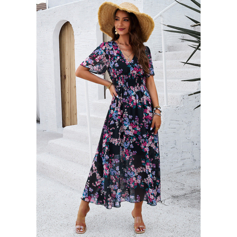 Maxi flower dress for women with flowing sleeves Lune London