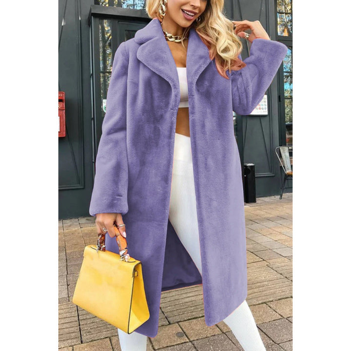 Long fleece coat for women with elegant collar and slim silhouette Lune London