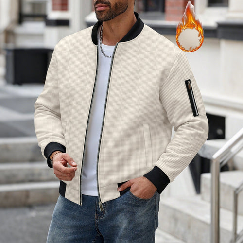 Sporty bomber jacket for men in textured material with practical side pockets Amarae