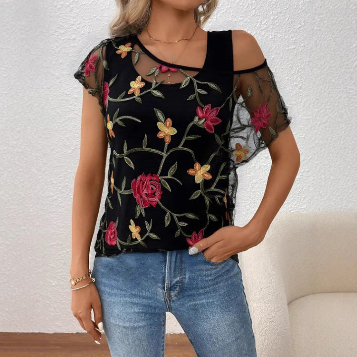 Women's blouse with floral appliqués Lune London