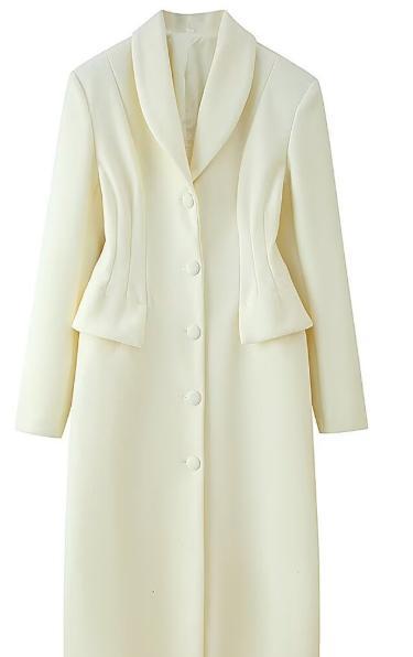 Women Tailored Long Coat with Shawl Collar and Shaping Dart Amarae