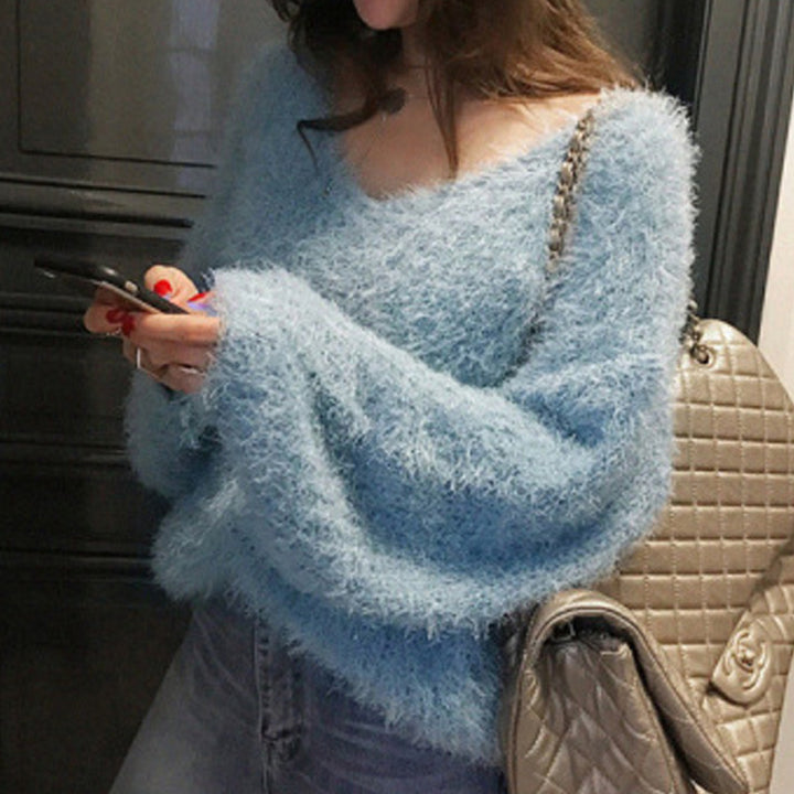 Pull femme en V douillet avec une texture douce et moelleuse Chic & Stil