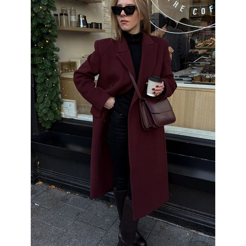 Elegant long wool coat for women Amarae