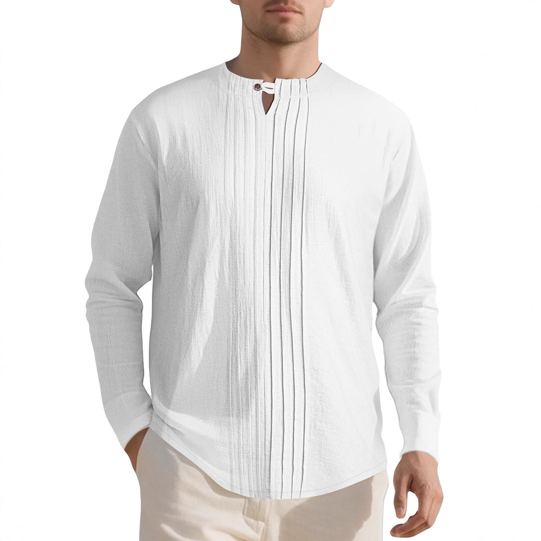 Elegant long-sleeve shirt for men with textured design and trendy high collar Lune London