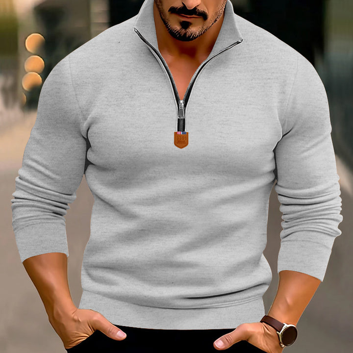 Sporty pullover for men with zipper and high collar Lune London