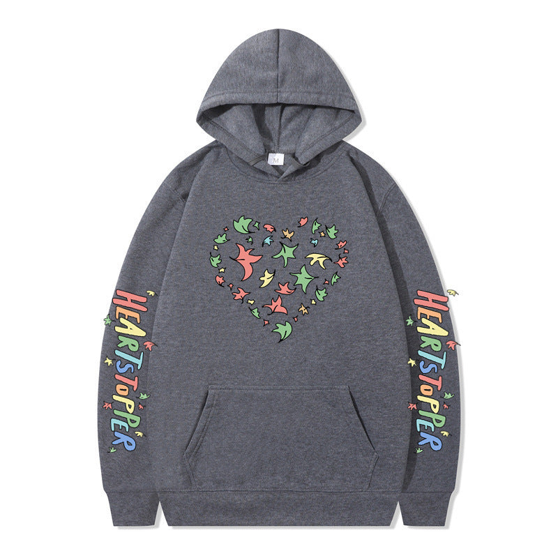 Women's hoodie with creative heart and leaf design Lune London