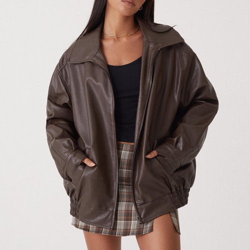 Ladies oversized Faux leather Jacket Amarae
