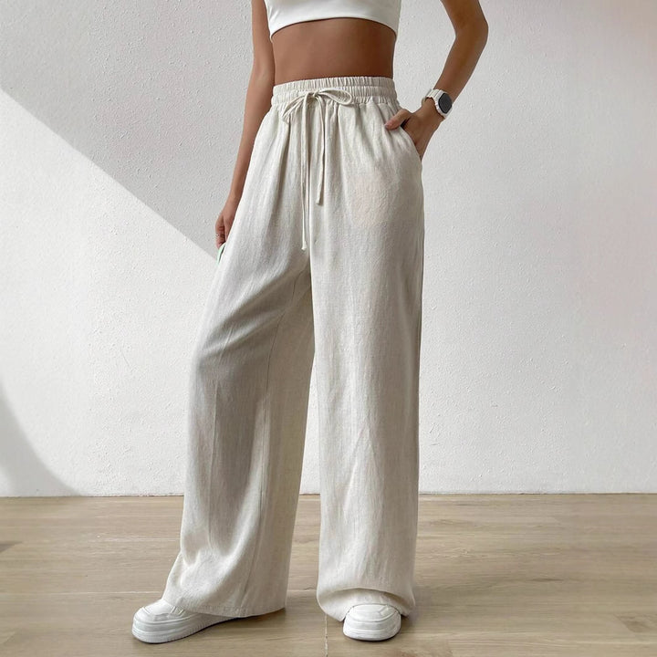 Casual linen pants for women with elastic waist and side pockets Lune London