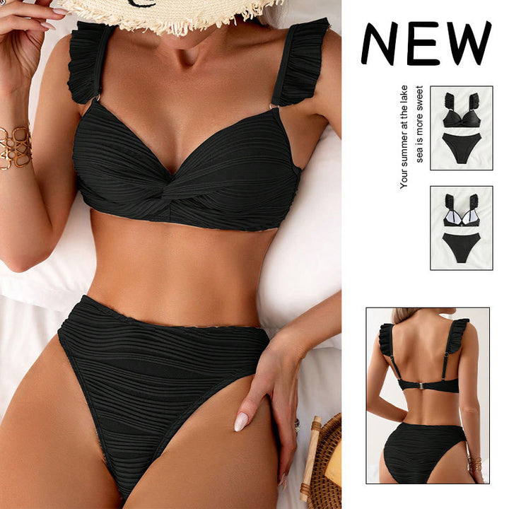 Women high waisted ruched bottom bikini set Lune London