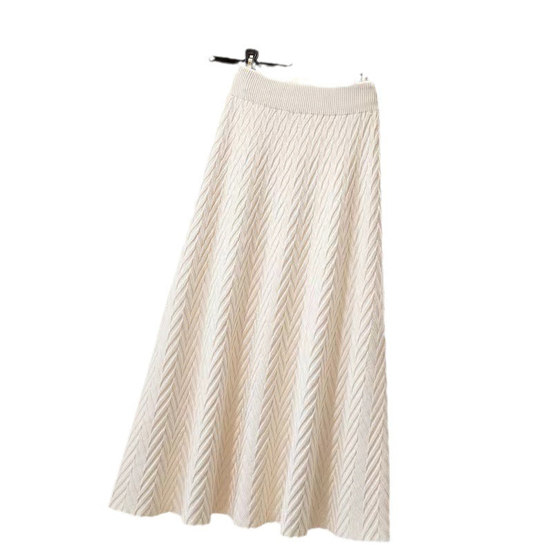 Jupe midi élégante pour femmes avec motif en chevrons texturé Chic & Stil