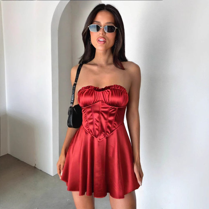 Women's Summer Minidress with Fitted Top and Flared Skirt Lune London