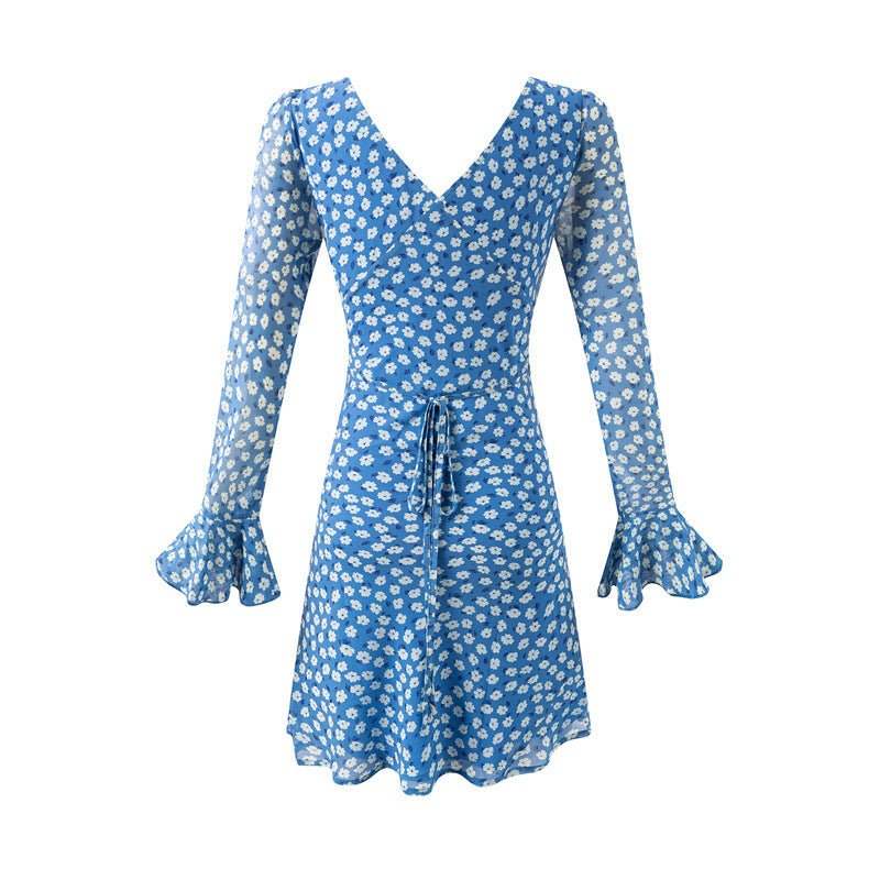 Shirt dress for women with floral design and elegant V-neck Lune London