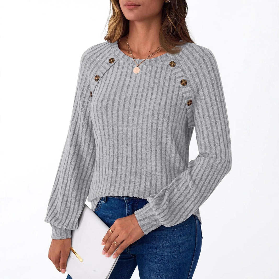 Casual knitted sweater for women with stylish button details Lune London