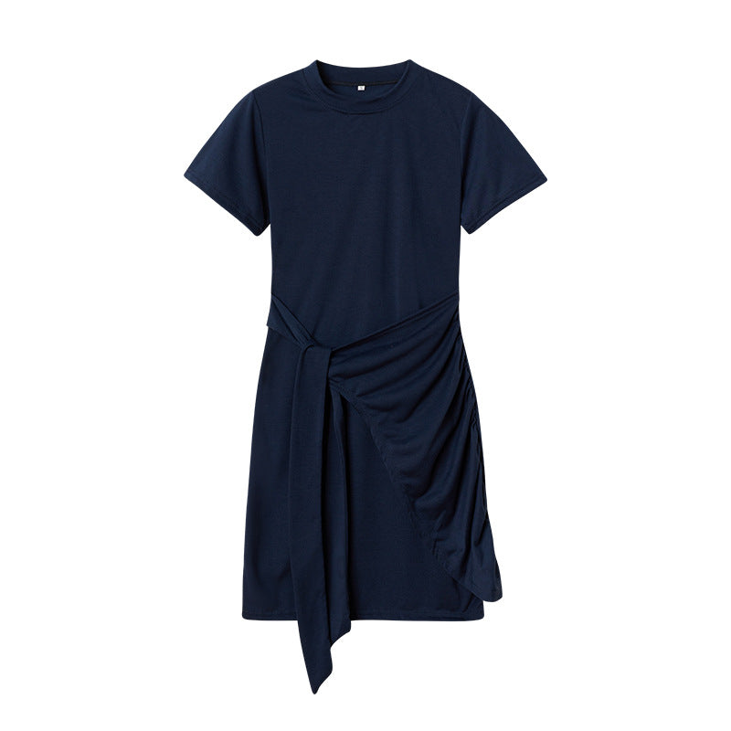 Chic and Stylish Draped Leisure T-Shirt Dress for Women