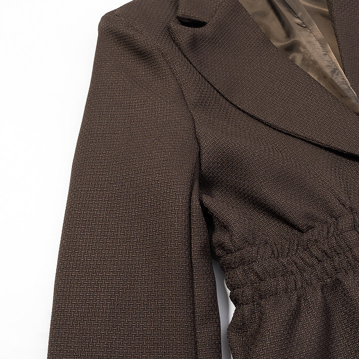 Women Tailored Structured Single-Button Blazer with Gathered Waist and Light Padding Amarae