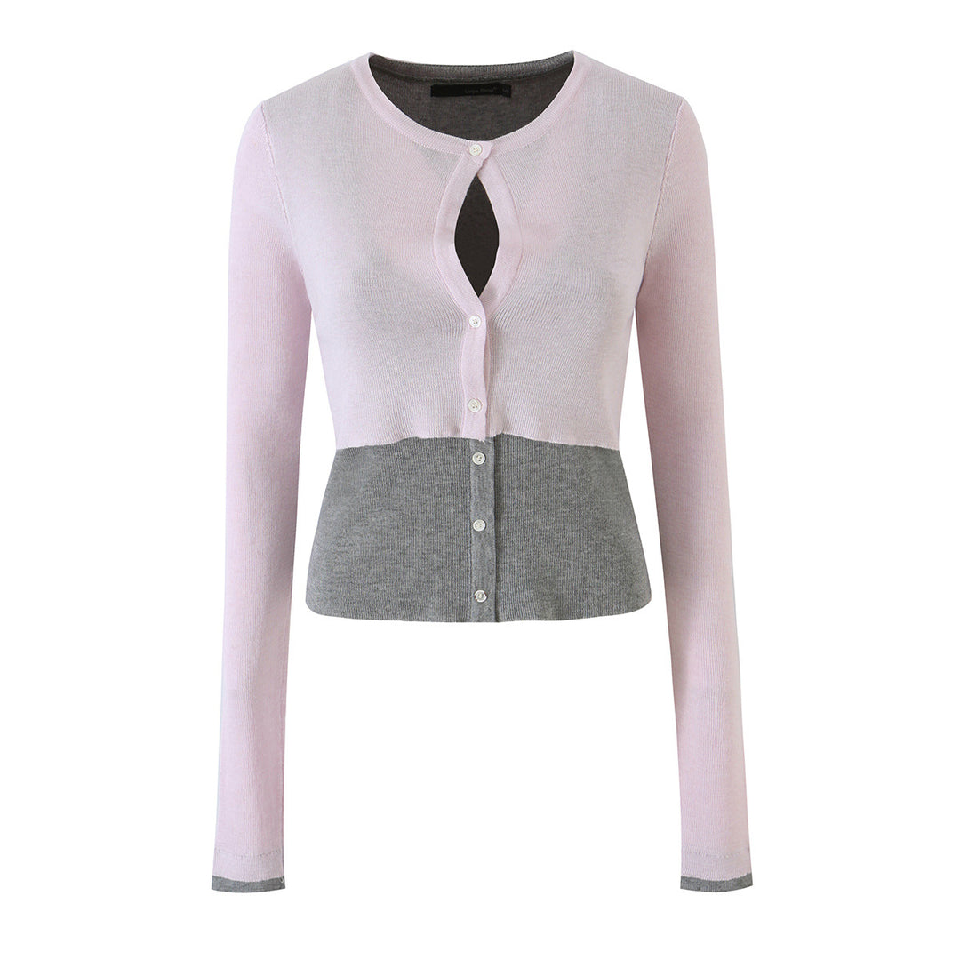 Ladies fine-knit bolero with integrated shirt panel and button details Amarae