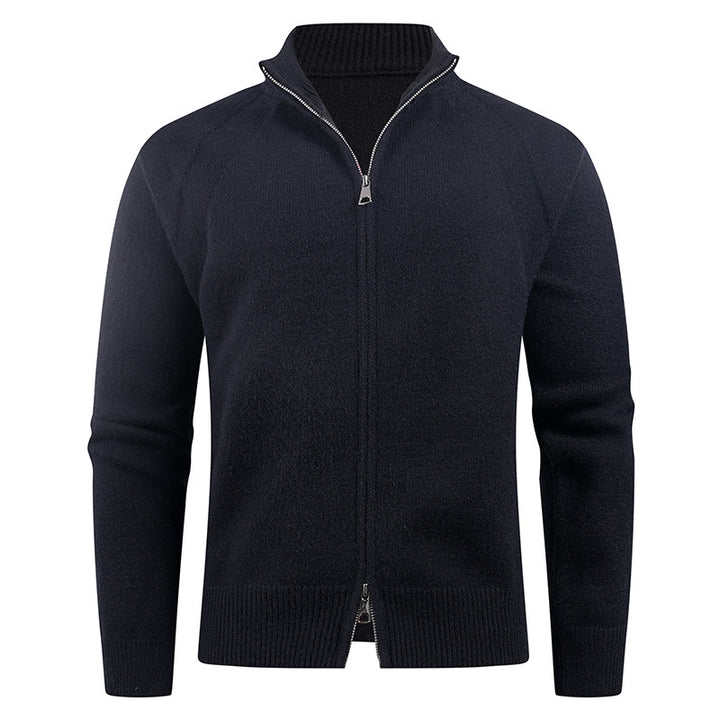 High-quality knit jacket for men with modern zip and stand-up collar Lune London