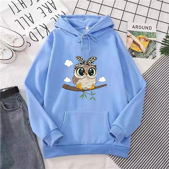 Women's hooded sweatshirt with cute owl motif Chic & Stil
