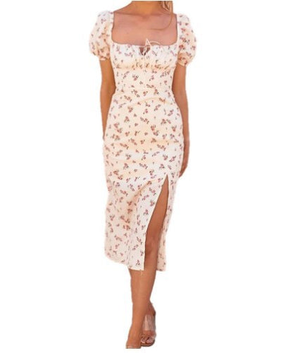 Amarae floral printed puff sleeve midi dress