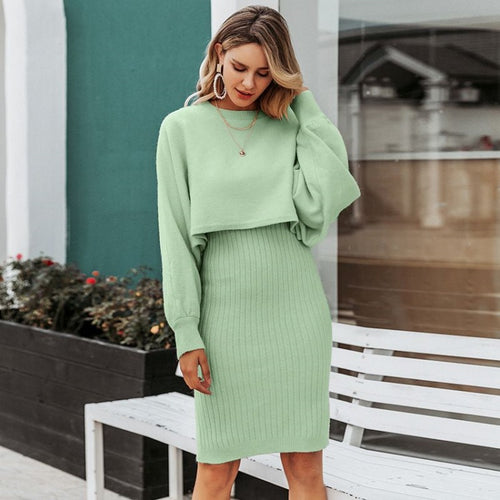 Ladies' knitted dress with casual cropped surface Amarae