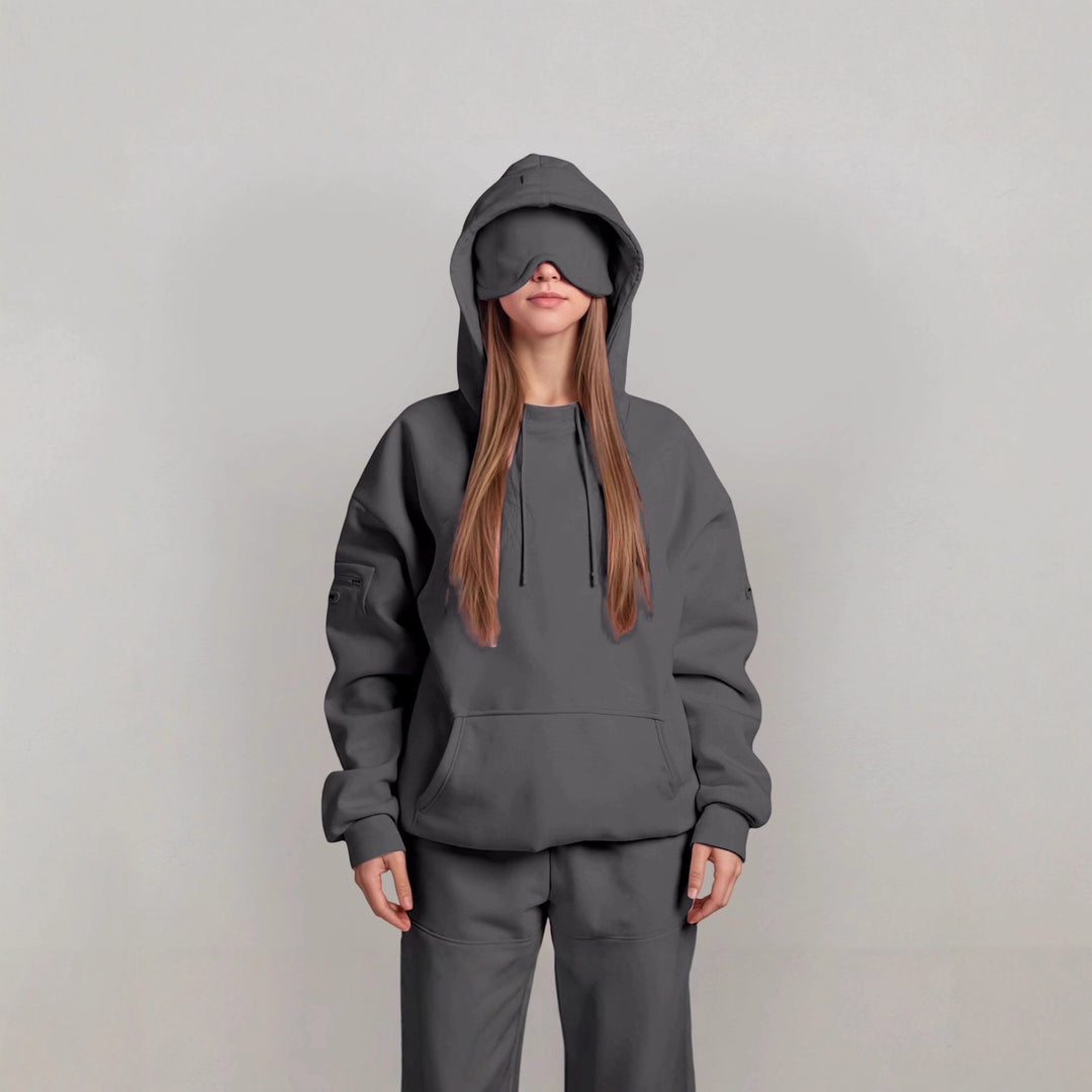 Ladies oversized cozy hoodie with integrated eye mask Lune London