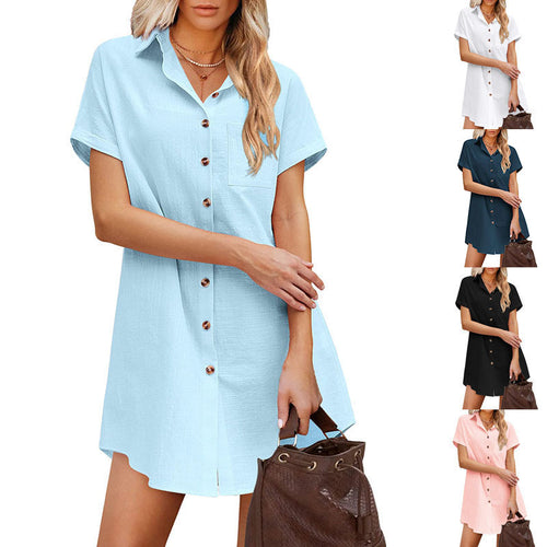 Shirt dress for women with trendy collar and practical button closure Amarae