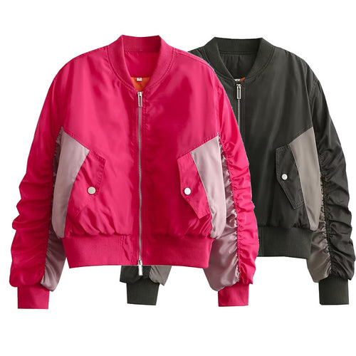 Trendy women's bomber jacket with textured design and practical pockets Amarae