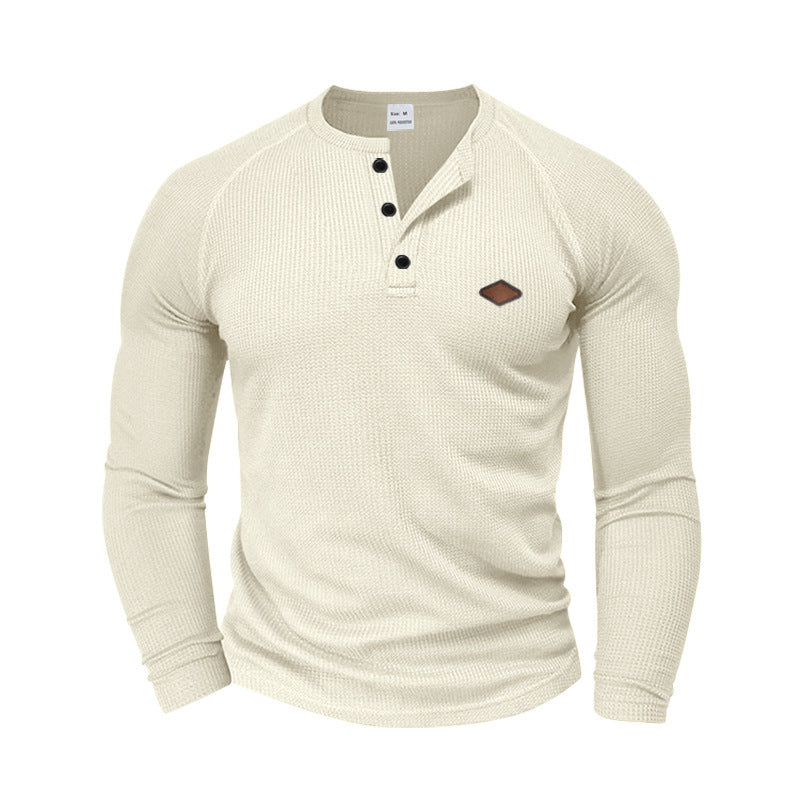 Long sleeve shirt for men in textured fabric with practical buttons Amarae
