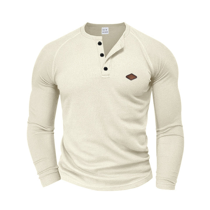 Long sleeve shirt for men in textured fabric with practical buttons Amarae