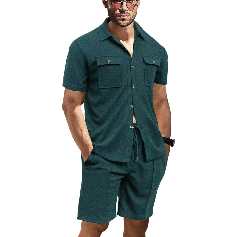 Trendy short-sleeved shirt for men with matching shorts Lune London