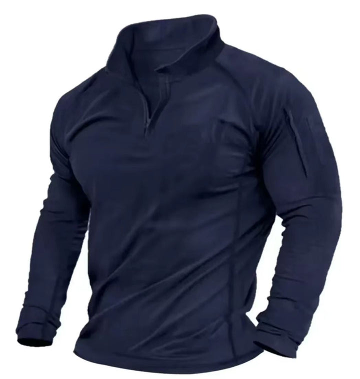 Functional T-shirt for men with high collar and half-zip Lune London