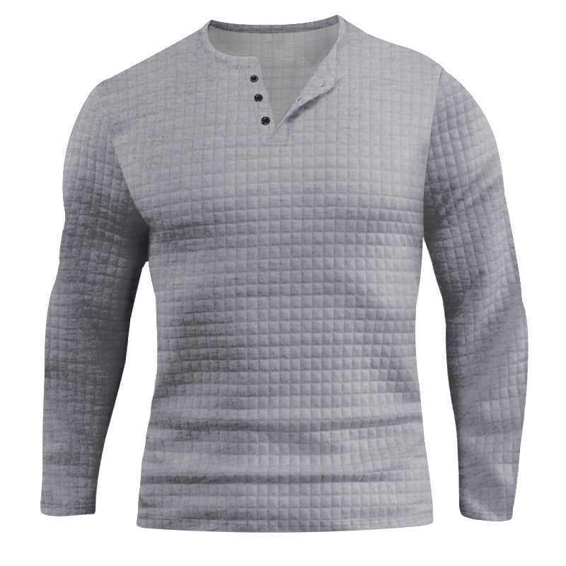 Men's Long Sleeve Shirt with Textured Check Pattern Amarae
