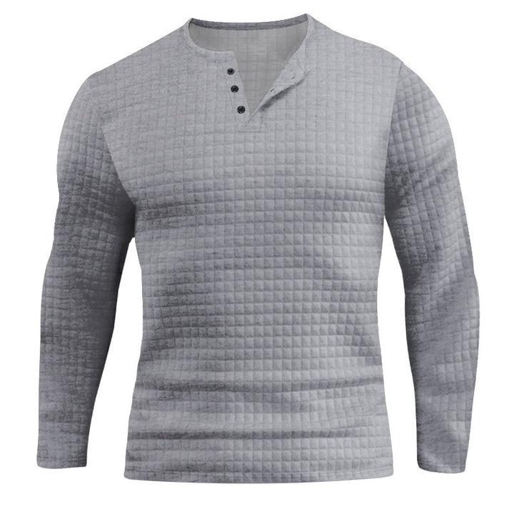 Men's Long Sleeve Shirt with Textured Check Pattern Amarae