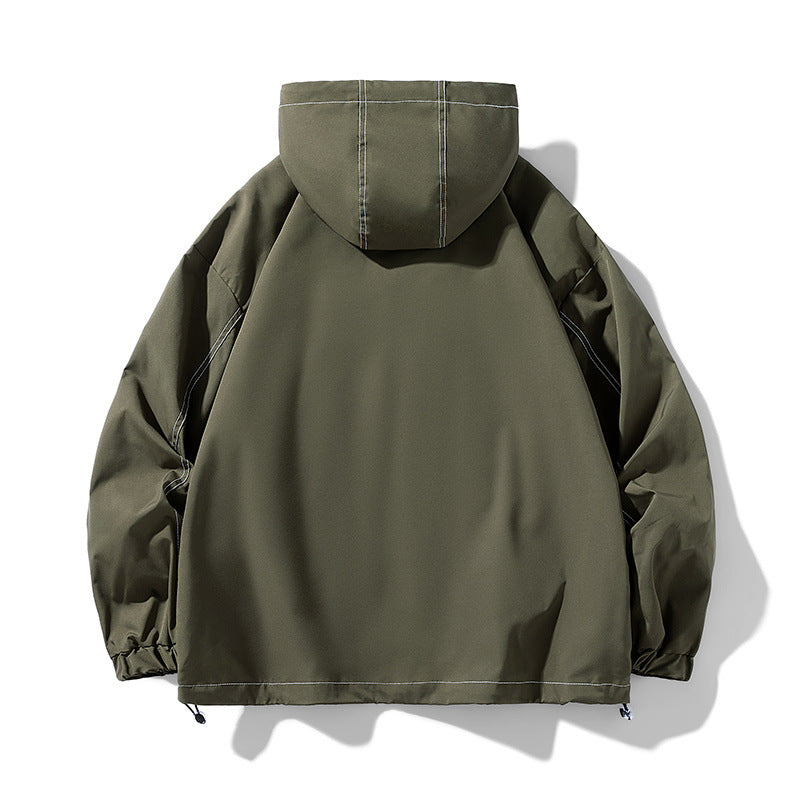 Men's Oversize Softshell Jacket with Hood, water-repellent surface & contrasting seam details Amarae