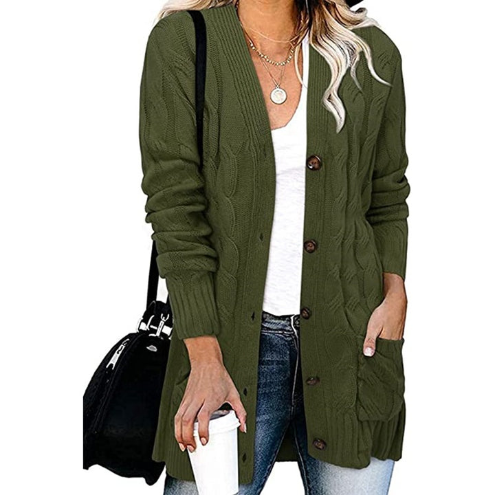 Thick knit jacket for women with large buttons and deep pockets Lune Londonl
