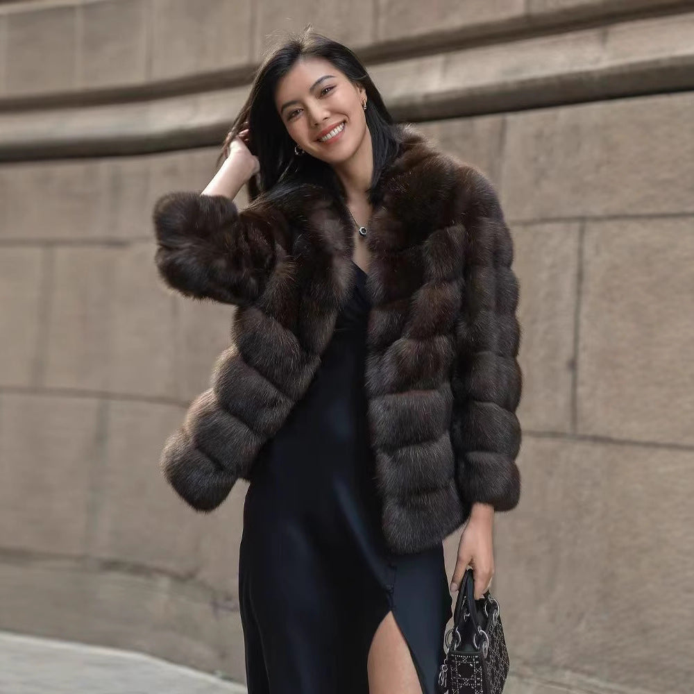 Luxury faux fur jacket for women with chic and stylish design