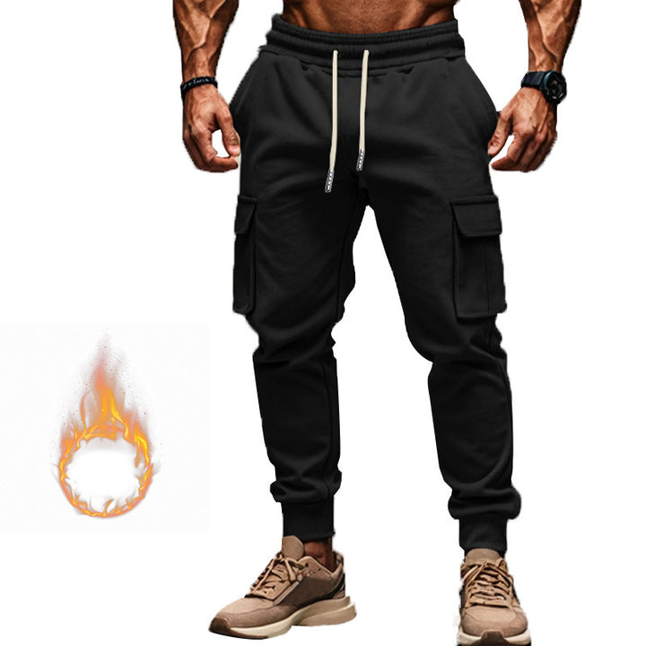 Men's cargo joggers with practical side pockets and elastic waistband. Chic and stylish.
