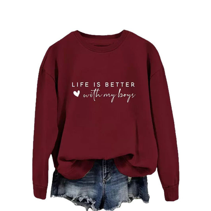Pull femme confortable à col rond avec impression inspirante Chic & Stil