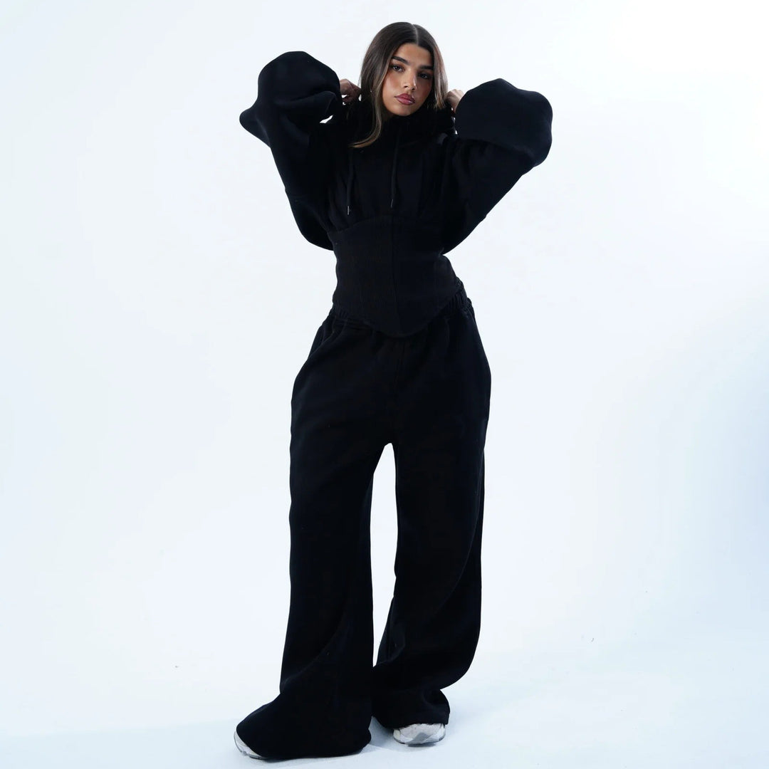 Women's casual oversized hoodie with flattering fit and wide waistband Lune London