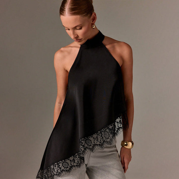 Elegant halter top for women with refined lace finish Chic & Stil
