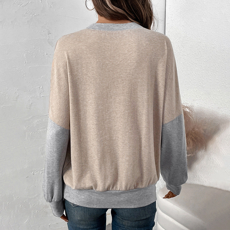 Ladies casual V-neck sweatshirt with contrast sleeves Lune London