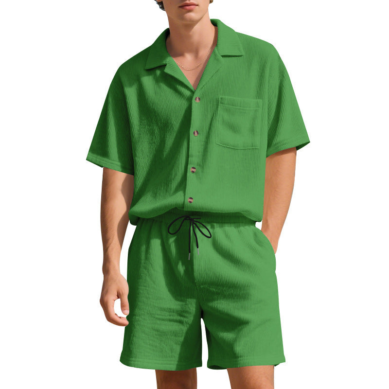 Casual men's set with cropped top and elastic shorts Lune London