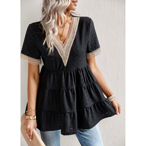 Chic and Stylish Women's Peplum Top with Grommet Details