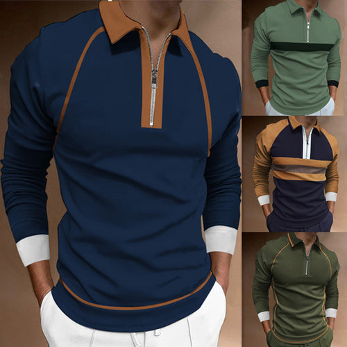 Long sleeve polo shirt for men with modern zip closure and sporty accents Amarae