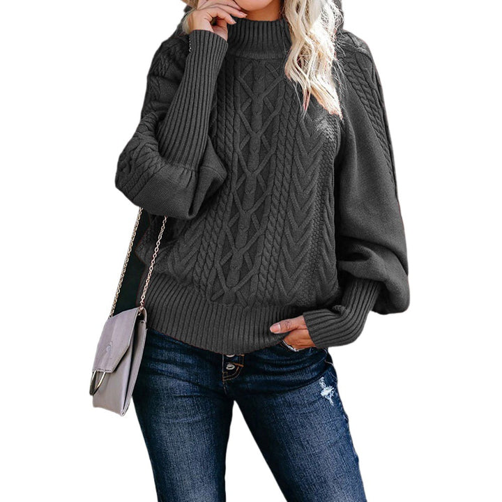 Knitted sweater for women with high collar and textured pattern Lune London