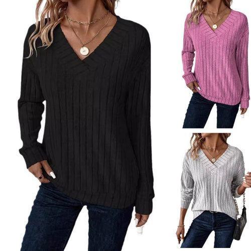 Women's V-neck ribbed structured sweater Amarae