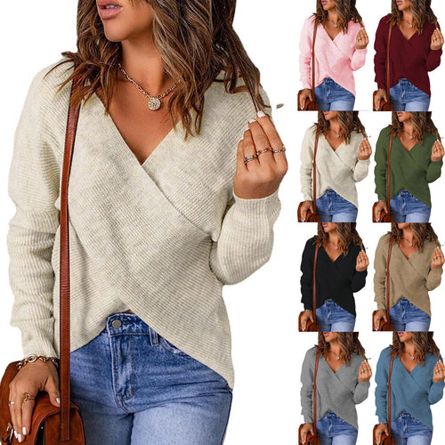 Amarae women's knitted sweater with a wrapped neckline