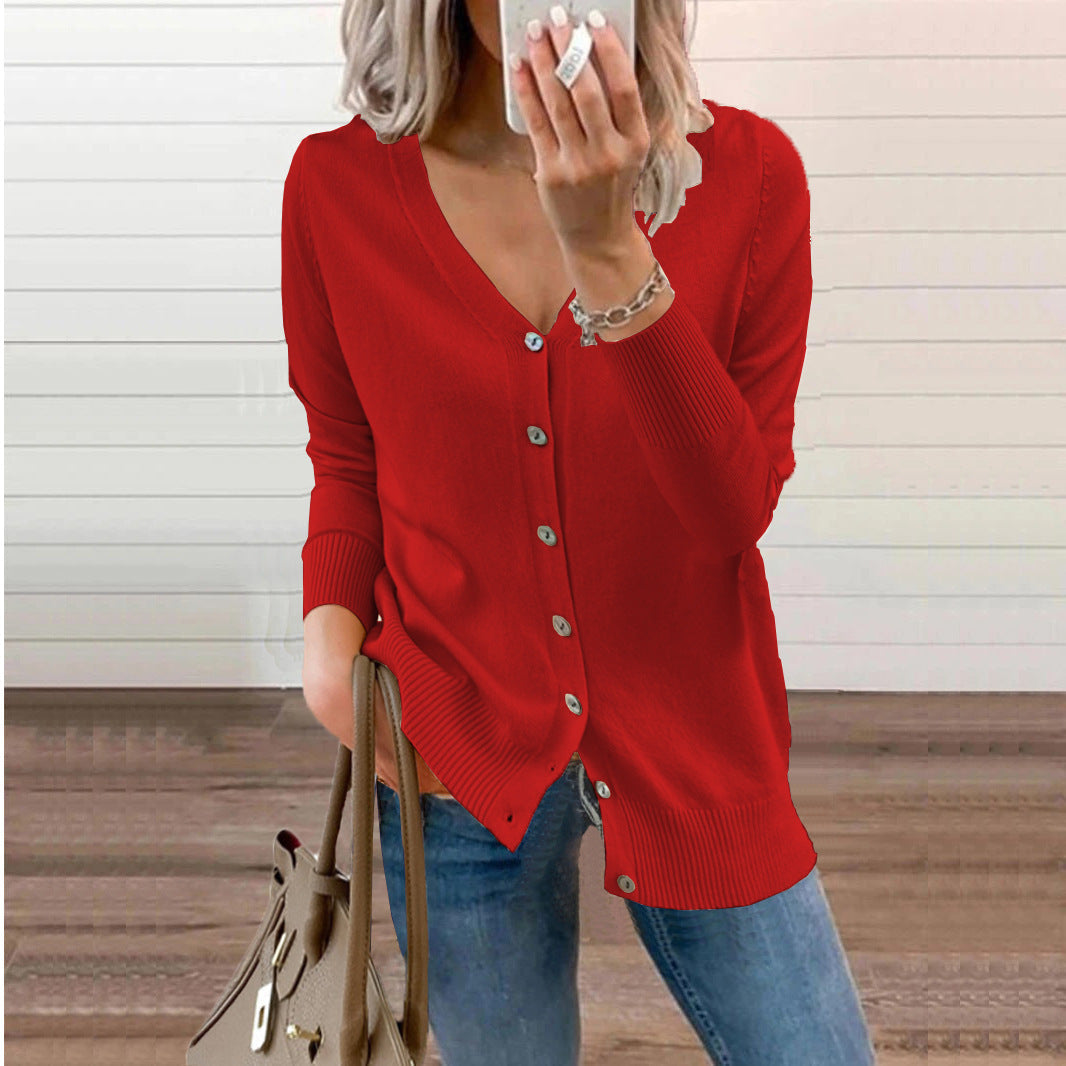 Women's V-neck Cardigan with Button Details Lune London